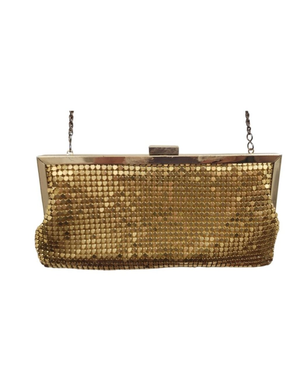 Vintage La Regale Gold Metal Mesh Evening Bag Chain Shoulder Clutch Purse - Picture 3 of 11
